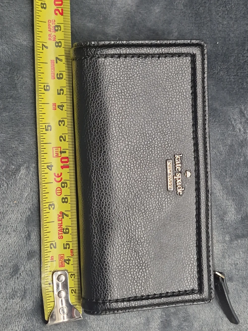 Kate Spade Pebble Leather Braylon Wallet Black Gold Tone